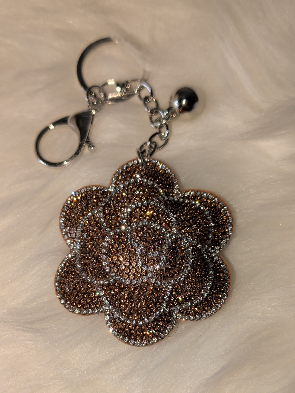 Sparkling Brown Crystal Flower Brooch Pin